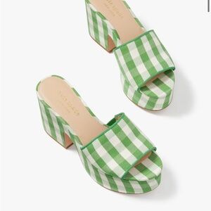 Kate Spade Green Gingham Platform Sandals